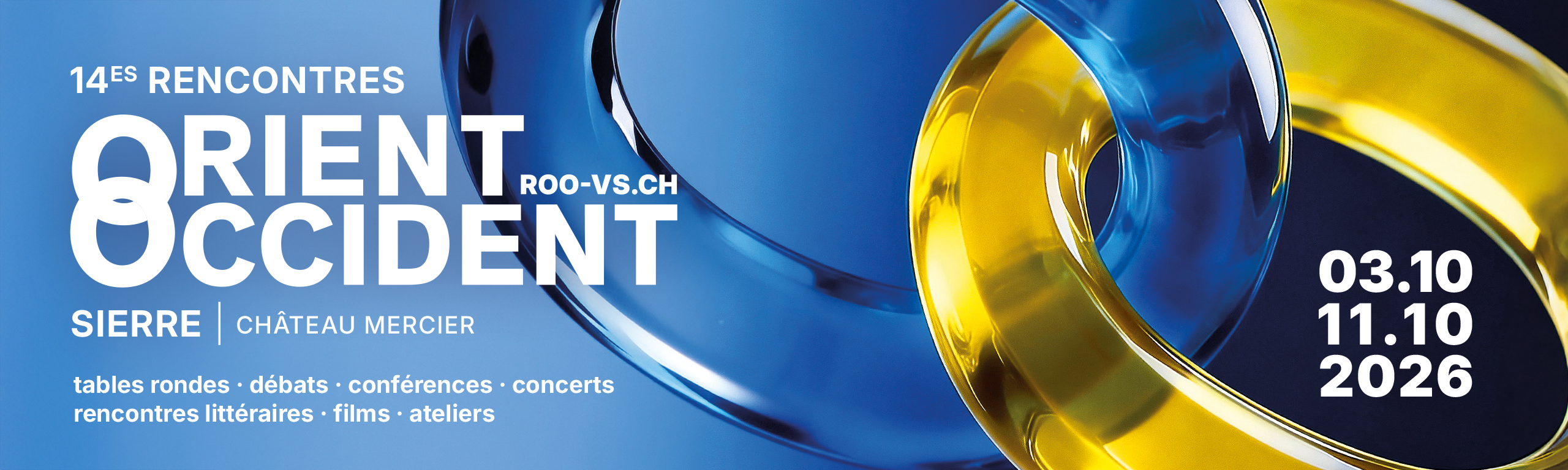 Bannière des ROO 2026 à Sierre. Rencontres orient occident