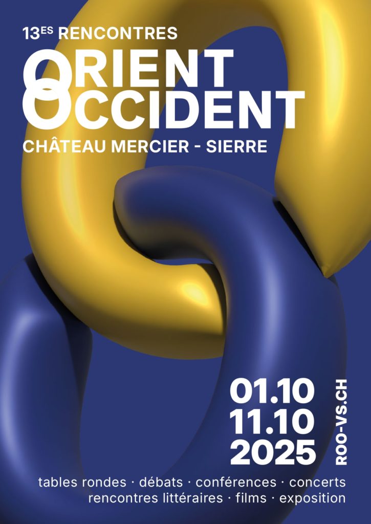 Affiche des 13 ème Rencontres Orient Occident qui se tiendront à Sierre du 1 er au 11 Octobre 2025
